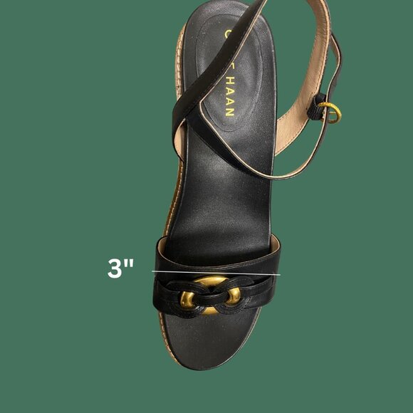 Name: Cole Haan Black Leather Wedge Pumps – Size 8.5 (Classic 3" Heel Comfort) - Picture 11 of 12